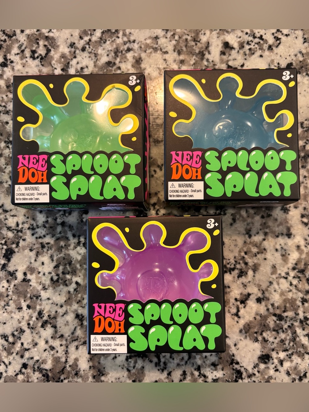 NeeDoh Sploot Splat Stress Balls - Pink, Green, Blue (Set of 3)